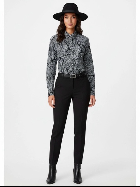 Lauren Ralph Lauren Tops - Lauren Ralph Lauren Women’s Black & White Paisley Boho Button Down Size PM